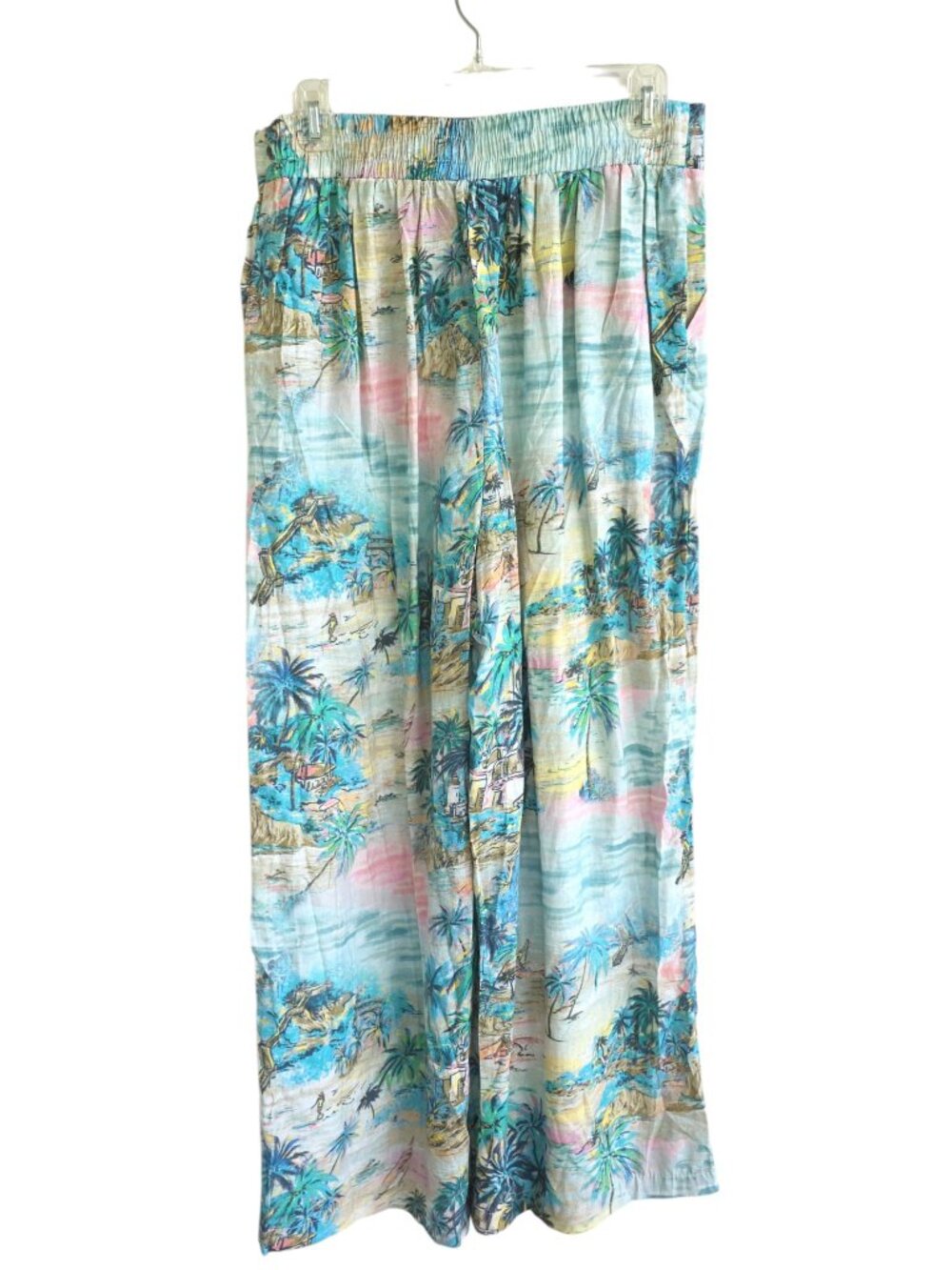 NWT C & C California wide-leg tropical print beach pants summer light weight - Picture 2 of 13